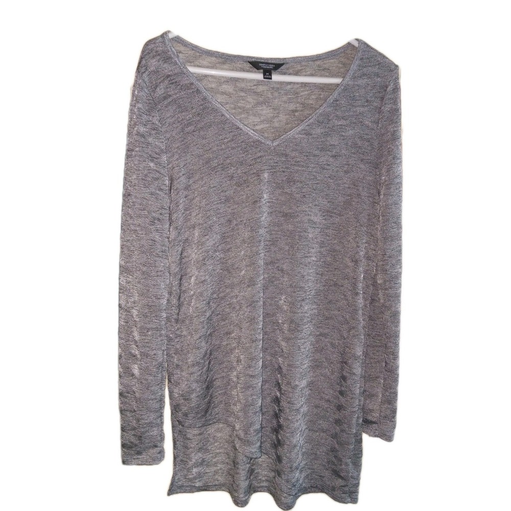 3 FOR $25 WOMEN'S SIMPLY VERA WANG PULLOVER BLOUSE TOP ASYMMETRICAL SZ M GRAY